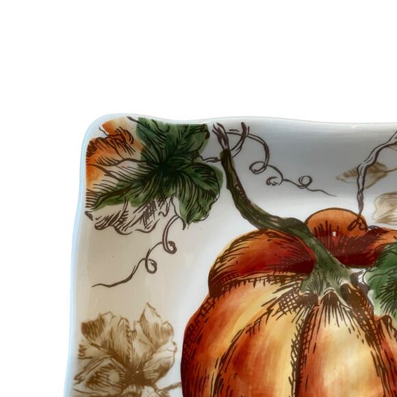 Maxcera PUMPKIN PATCH Dinner Plates 11in Square Set of 4 Thanksgiving New - Picture 6 of 16